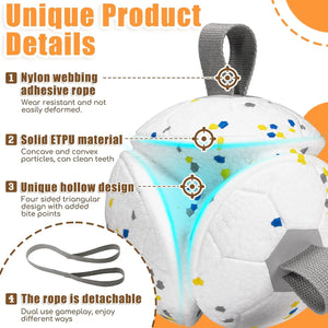 Dog Soccer Chew Toy with Rope - Durable Interactive Fetch Ball for Puppy, Pet Tug-of-War Training Toy, Teeth Cleaning Bite Resis