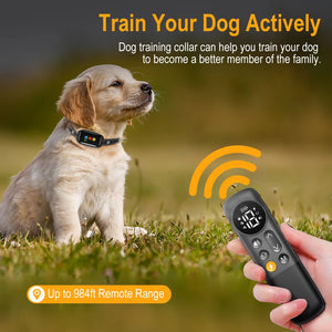 Dog Training Collar with Remote for Dogs Remote Rechargeable Beep/Vibration/Shock/Remote Calling Security Lock Rainproof