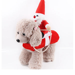 Dog Funny Clothes Cat Horseback Riding Costumes Santa Claus Dog Clothes Funny Cats Halloween Cosplay Transformation Costumes