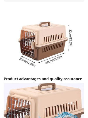 Small Cat And Dog Portable Pet Transport Cage - Indoor And Outdoor Articulated Roof Air Travel And Home Cages, Car/Sea Kennels