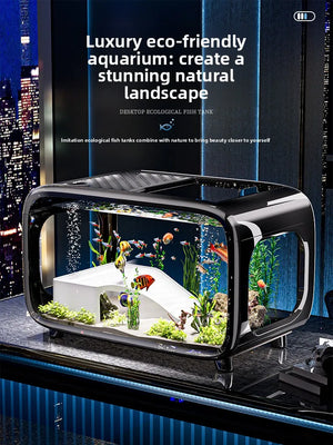 Luxury Fish Tank For Home Use, High-end With Cover, Transparent Living Room, Landscaping, Ecological Tank, Entrance Decoration,
