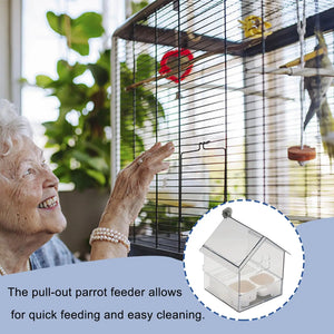 ABS Bird Feeder Prevent Scattering Bird Feeding Bowl Hanging Multifunction Bird Bath Parakeets Bathtub Bird Cage Accessories