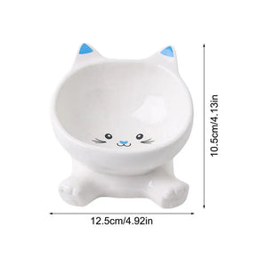 Cat Ear Ceramic Feeding Bowl Reusable Food Container Stable base anti-tip inclined mouth cat drinking water bowl pet supplies