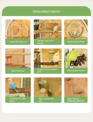 Hot Selling Indoor Stylish Breathable Removable Bird Cage Breeding Durable Wooden Bird House Suitable For All Kinds Of Birds