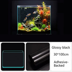 Fish Tank Background Sticker Black Static Cling Film Adhesive-Backed Film Wallpaper Aquarium Background Decoration 30/40/50cm*1M