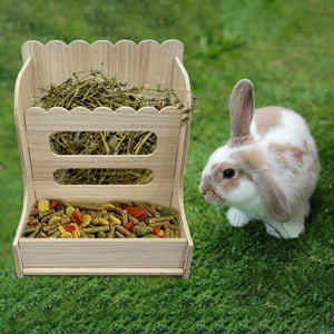 Rabbit Wooden Hay Rack Small Animals Grass Holder Multipurpose Guinea Pigs Food Dispenser for Small Pets Chinchilla Hedgehog