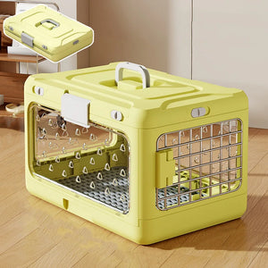 Portable Collapsible Pet Carrier Box Plastic Thickening Foldable Cat Cage with Handle Breathable Dog Kennel Indoor Outdoor Use