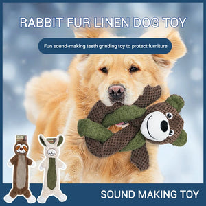 Bite Resistant Rabbit Fur Plush Dog Toy Durable Linen Squeaky Toy for Puppies and Medium Dogs with Soft Burlap and Rabbit Hair