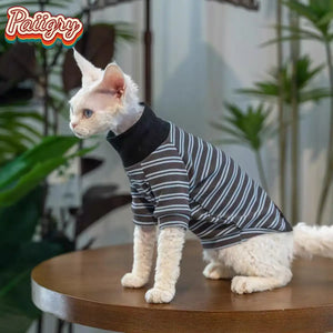 Cat high-neck T-shirt clothes, handsome and fashionable Devon cat hairless cat is the first choice, summer pet clothes, anti-she