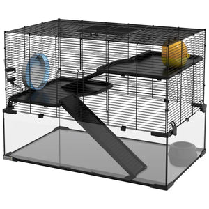 Three-tier Hamster Cage, With Quick Delivery, Glass Basin, Ramp And Sports Wheel, Suitable For Small Hamsters.