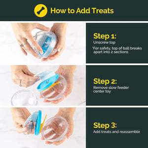 IQ Treat Ball Dog Treat Dispenser Toy Ball Interactive Dog Toy - 4" Dog Food Toy Stimulation, Slow Feeder