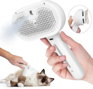 3in1 Electric Steam Brush Quick Dematting Self Clean Massage for Cats Dogs Painless Comb After Grooming Tool Soft Bristles Brush
