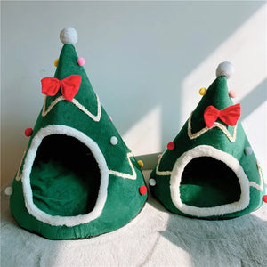 Christmas Cat House Dog House Warm Winter Can Be Dismantled and Washed Cute Small Dog Semi-closed Pet House