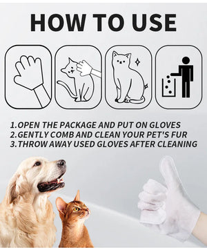 Pet supplies, pet disposable gloves, bathing and cleaning for cats and dogs, dry cleaning, wet wipes, and gloves.