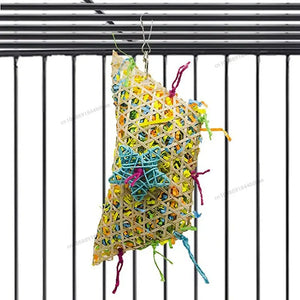 Bird Shredding Toys Wooden Blocks Colorful Parrot Chewing Foraging Hanging Toy for Parakeets Love Birds Budgies