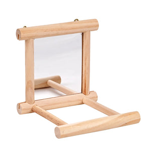 Bird Mirror Toy with Perch Stand for Parrots Budgies Parakeets Cockatiels Conures Finches Lovebirds Canaries Macaws Cockatoos