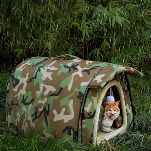 Outdoor Stray Cat and Dog House, Weatherproof and Cold-Resistant Winter Warmth Pet Cave (Camouflage, 18.9 x 16.5 x 14.1 inches)