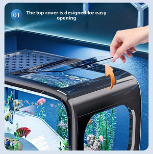Luxury Fish Tank For Home Use, High-end With Cover, Transparent Living Room, Landscaping, Ecological Tank, Entrance Decoration,