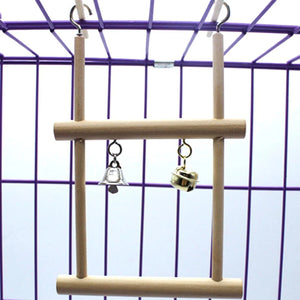 Natural Wood Bird Swing Toy With Bells For Parrot Budgie Parakeet Cockatiel Conure Lovebird Finch Canary Cockatoo African Grey