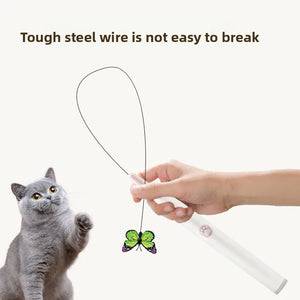 Suction Cup Electric Cat Teaser Stick Self-Playing Interactive Toy for Cats Hands-Free & Handheld Dual-Use Cat Wand Pet Supplies