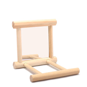 Bird Mirror Toy with Perch Stand for Parrots Budgies Parakeets Cockatiels Conures Finches Lovebirds Canaries Macaws Cockatoos