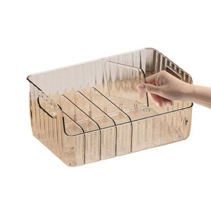 Storage Box With Partitions Refrigerator Organizer Bin Plastic Food Storage Organizer Tapes, Books, Seasoning Bags Storage Boxes