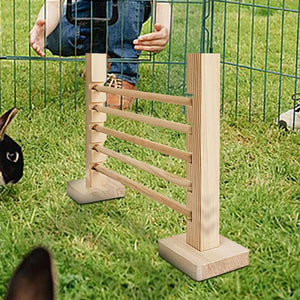 Rabbit Jump Hurdle Bar Adjustable Height Wood Hurdle Bar Obstacle Game for Rabbit Pet Bunny Jump Running Training toys