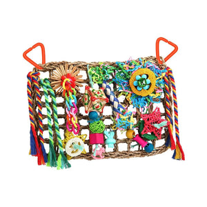 Bird Foraging Wall Toys with Various Toys with Hanging Hook Chewing Toy Climbing for Finches Budgie Cockatiel Love Birds Macaws