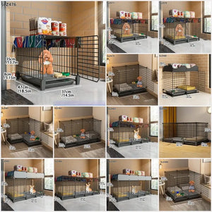 Dog Cage Small Dog Indoor with Separate Toilet Household Corgi Teddy Pomeranian House Kennel Dog Pet Fence