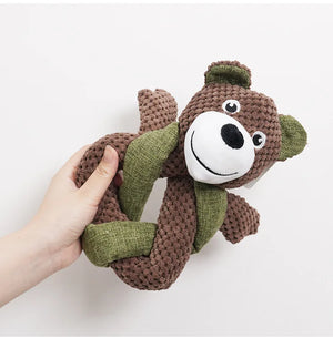 Bite Resistant Rabbit Fur Plush Dog Toy Durable Linen Squeaky Toy for Puppies and Medium Dogs with Soft Burlap and Rabbit Hair