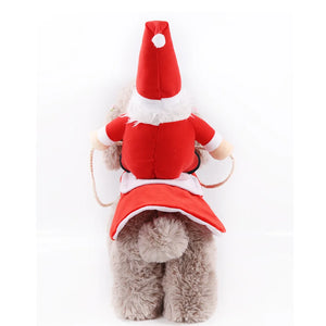 Dog Funny Clothes Cat Horseback Riding Costumes Santa Claus Dog Clothes Funny Cats Halloween Cosplay Transformation Costumes