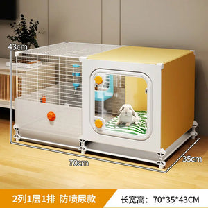Rabbit Iron Fence Cage Toilet Integrated Large Dutch Guinea Pig Rabbit Cage Villa Small Animals Pet Products Cages Accessories