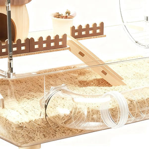 Hamster Habitat Acrylic Exercise Wheel Storage Habitat Cage for Hamster for Bedding Small Animals Enthusiast Pet Travel Play