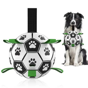 Dog Toys Balls, Dog Soccer Ball with Straps, Dog Birthday Gifts, Herding Ball, Durable Balls for Small Medium Pet, Puppy Outdoor