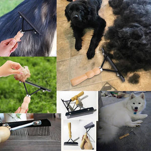 Dog Comb Grooming Rake Long Tooth Steel Comb Wood Handle Pet Dehedding Tools Grip Comfortable Antirust Clean Brush