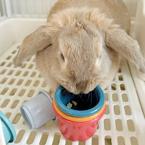 8pcs Stackable rabbit cups, colorful small animals rich toys, interactive snacks hidden games, suitable for rabbits, hamsters