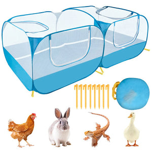 Portable Small Animals Playpen Pet Cage Cat Tent Large Chicken Run Coop Breathable Transparent Mesh Walls Foldable Pet Enclosure