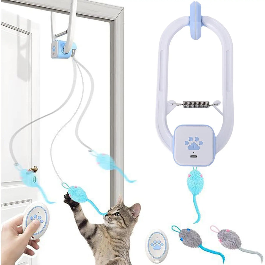 Electric Door Hanging Cat Toy Interactive Retractable plaything Funny Self-hey kitten Scratch Rope Mouse Toy Pet Products