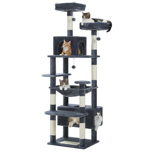 Multi-Level Large Cat Tree Sisal-Covered Scratching Posts &Board, Hammock, Cat Condo, Spacious Top Perch,Dangling Ball Cats Toys