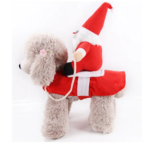 Dog Funny Clothes Cat Horseback Riding Costumes Santa Claus Dog Clothes Funny Cats Halloween Cosplay Transformation Costumes