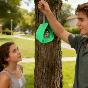 Bird Feeder Decorative Open Design Hanger Hut Shape Hangable Mounted Bird House for Outside Garden Winter Balcony Squirrel