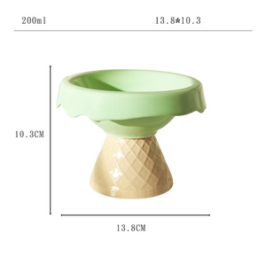 Ceramic cat bowl, pet bowl, ice cream bowl, high-legged, slanted neck protection, anti-knockover cat food bowl, drinking water