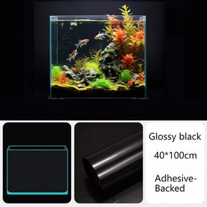 Fish Tank Background Sticker Black Static Cling Film Adhesive-Backed Film Wallpaper Aquarium Background Decoration 30/40/50cm*1M