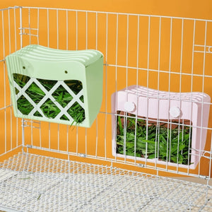 Rabbit Grass Basket Hanging Rabbit Hay Feeder Fixed Large Capacity Rabbit Grass Rack Anti-tipping with Lid Hay Manger Grass Rack