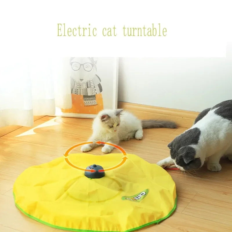 1 Set Interactive Electric Cat Turntable Toy Auto Teaser Rotating Stick for Cats Toy Without Battery