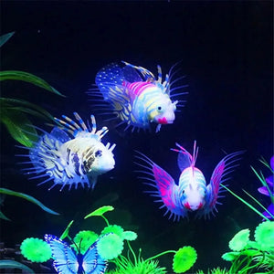 Artificial Luminous Lionfish Fish Silicone Fake Fish Floating Glow In Dark Aquarium Tank Landscape Ornament Home Decoration