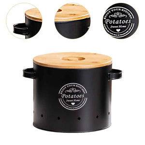 Vegetables Storage Bin Fresh Vegetable Keeper with Bamboo Lid and Handle Kitchen Organization Storage Jar for Counter Restaurant