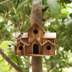 Bird Houses For Outside,Outdoor 5 Hole Bird House Room For 5 Bird Families Bluebird Finch Hanging Birdhouse For Garden