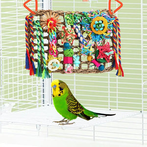 Bird Foraging Wall Toys with Various Toys with Hanging Hook Chewing Toy Climbing for Finches Budgie Cockatiel Love Birds Macaws