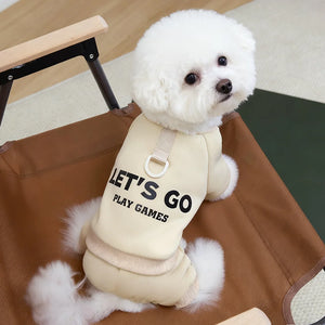 Dog Letters Clothes 4 Legs Jumpsuit Sweatshirt Soft Warm Dog Outfit Pullover Dog Winter Clothes Sweater for Small Medium Dogs